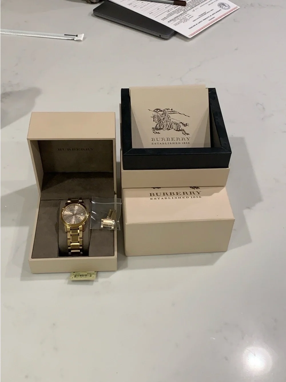 Burberry Gold-tone Women's Bracelet Watch with Champagne Dial